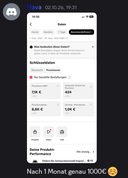 Top-Ergebnis: 1.000 € im 1. Monat